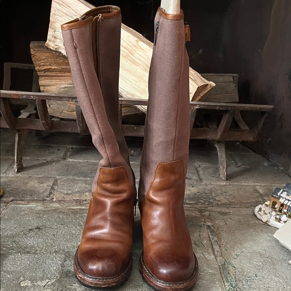 Sorel Brown Canvas Wedge Boots